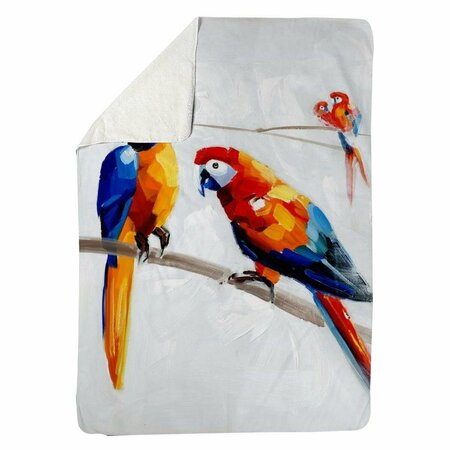 BEGIN HOME DECOR 60 x 80 in. Parrots on A Branch-Sherpa Fleece Blanket 5545-6080-AN38